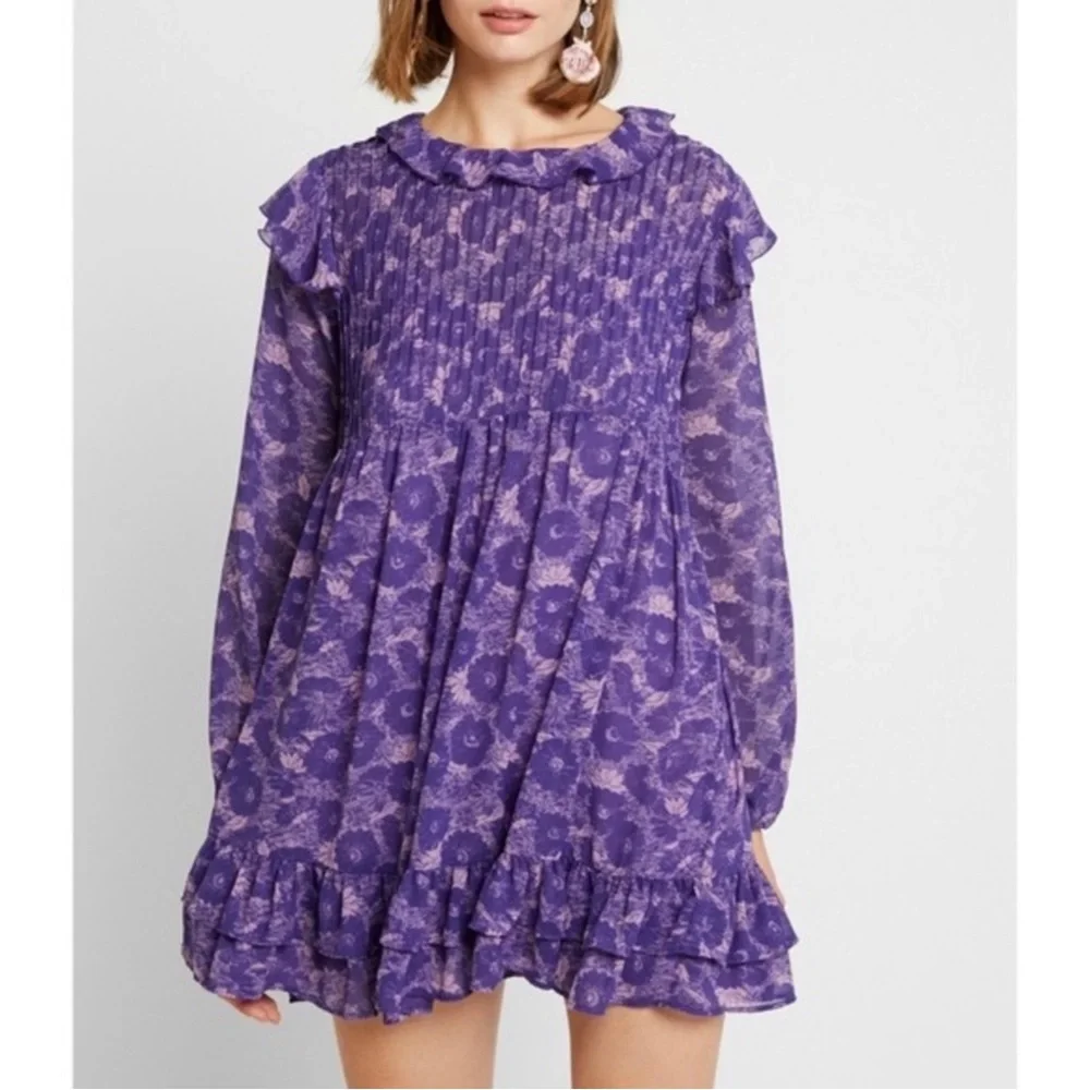Free People These Dreams Mini Violet Dress Size Large - Picture 1 of 16